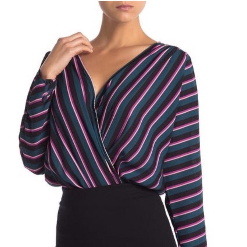 ASTR surplice striped bodysuit